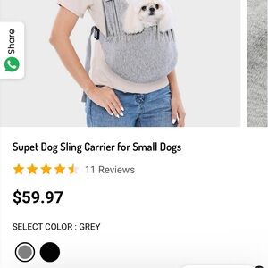 Supet gray Small/Medium Dog Carrier, wear as sling or over both shoulders! NWOT!